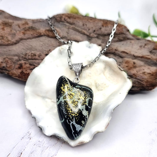 Black Pendant out of Polymer clay Pendant SweetyBijou Jewelry   