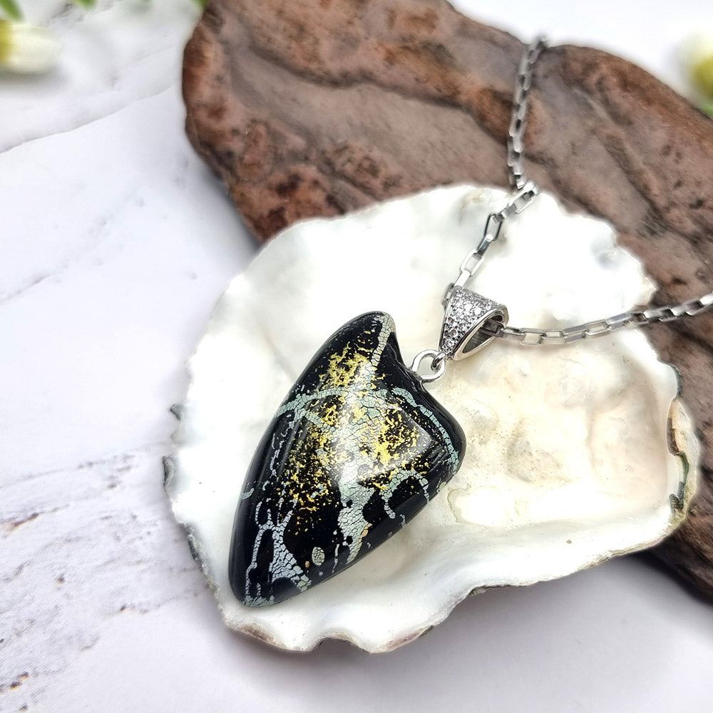 Black Pendant out of Polymer clay Pendant SweetyBijou Jewelry   