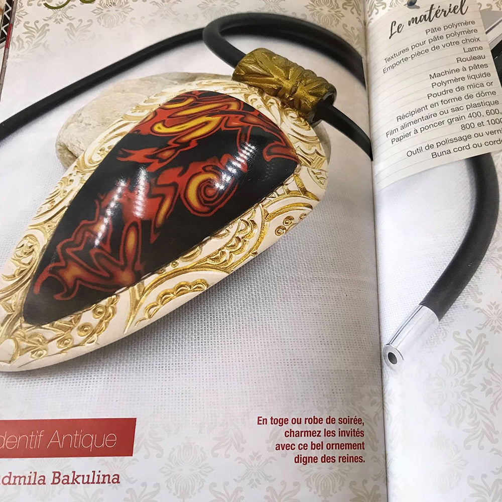 Polymere & Co magazine #21 feature of Liudmyla Bakulina's Pendentif Ancien tutorial