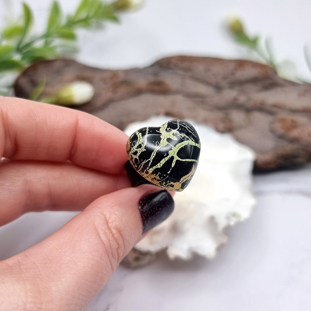 Stylish Black Heart Polymer Clay Ring Ring SweetyBijou Jewelry   