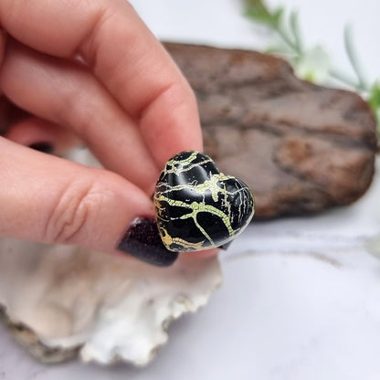 Stylish Black Heart Polymer Clay Ring Ring SweetyBijou Jewelry   