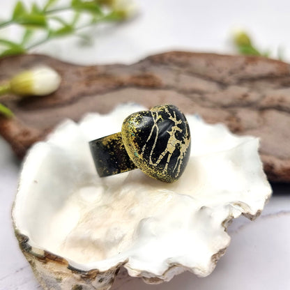 Stylish Heart Polymer Clay Ring Ring SweetyBijou Jewelry   
