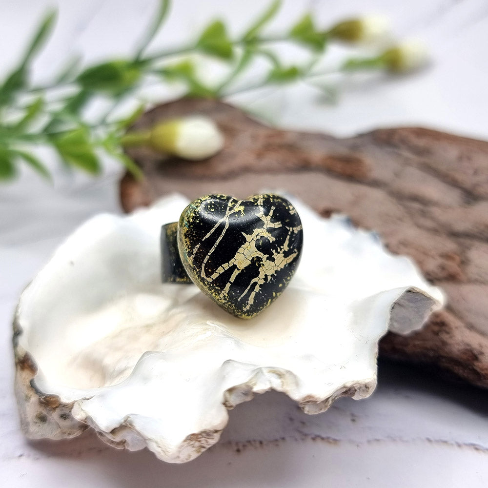 Stylish Heart Polymer Clay Ring Ring SweetyBijou Jewelry   