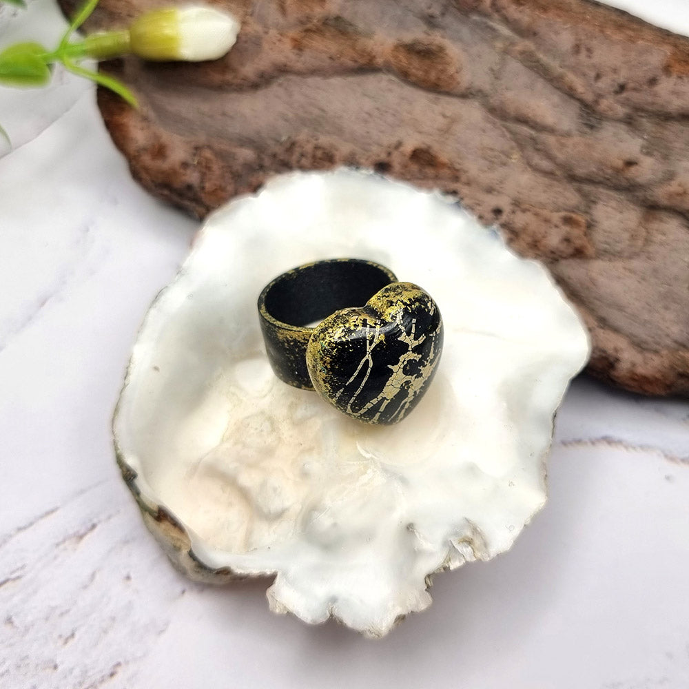 Stylish Heart Polymer Clay Ring Ring SweetyBijou Jewelry   