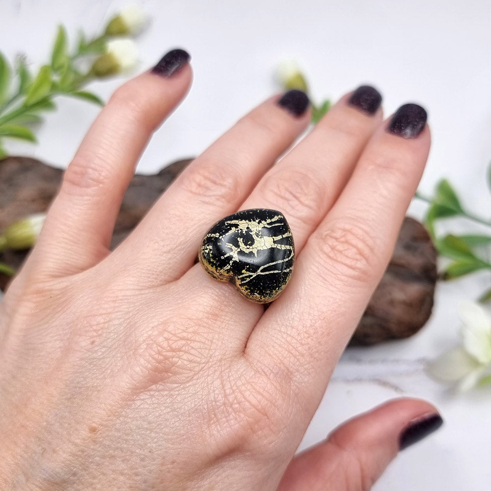 Stylish Heart Polymer Clay Ring Ring SweetyBijou Jewelry   