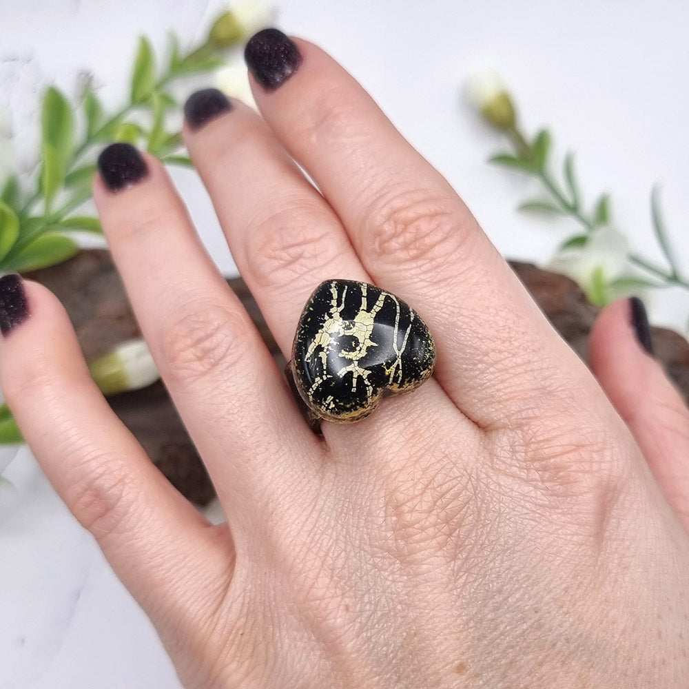 Stylish Heart Polymer Clay Ring Ring SweetyBijou Jewelry   