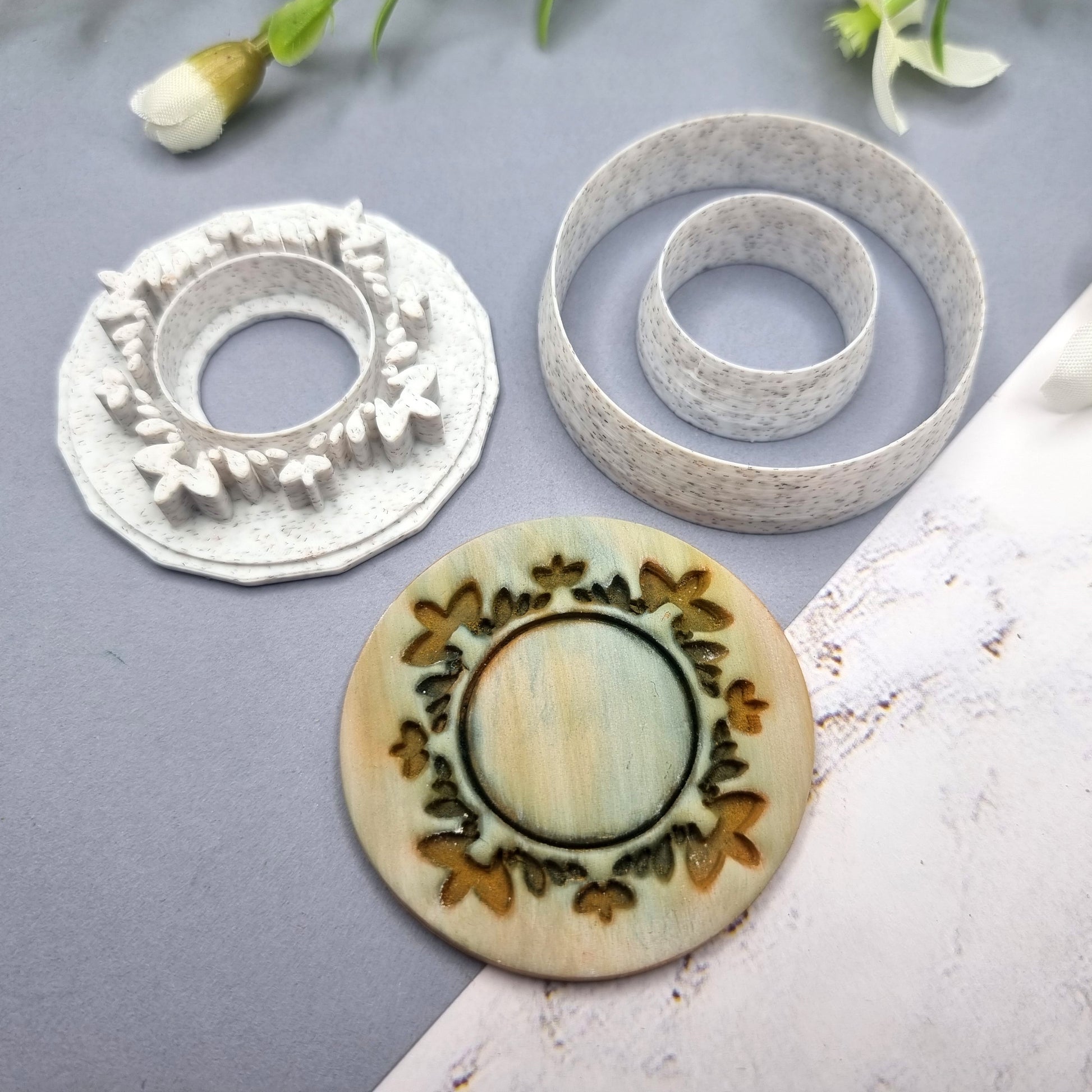 Polymer Clay Stamp #3, Flowers Stamp  SweetyBijou Tools   