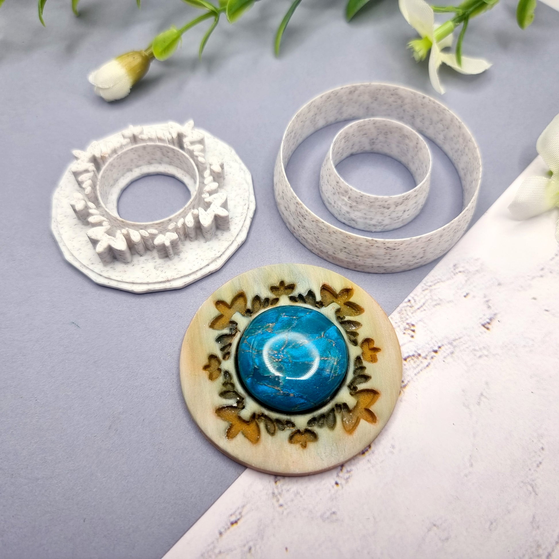 Polymer Clay Stamp #3, Flowers Stamp  SweetyBijou Tools   