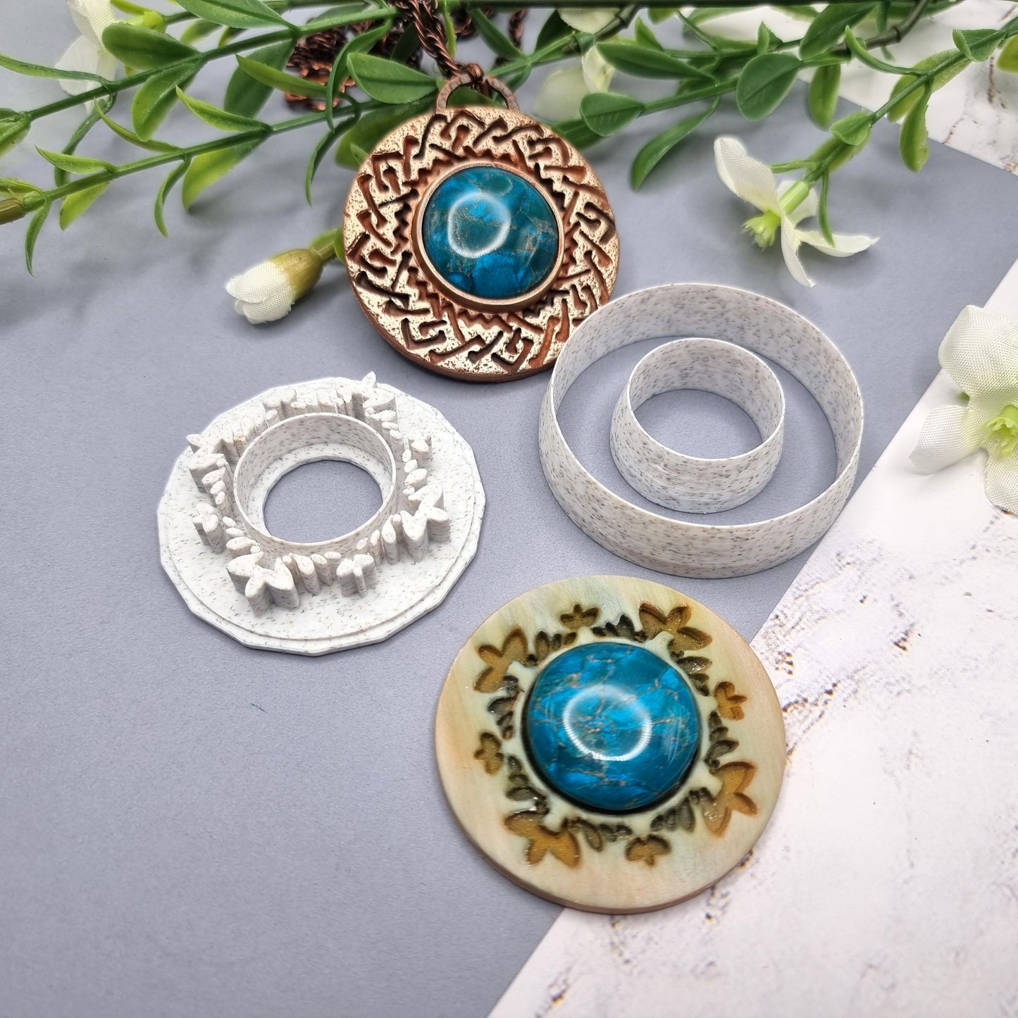 Polymer Clay Stamp #3, Flowers Stamp  SweetyBijou Tools   