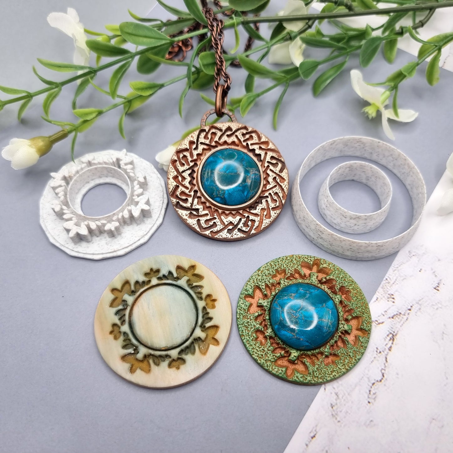 Polymer Clay Stamp #3, Flowers Stamp  SweetyBijou Tools   