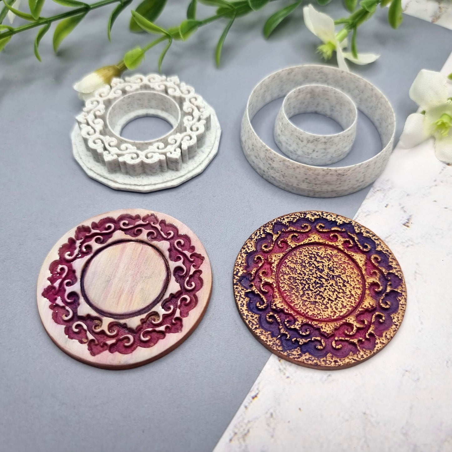 Polymer Clay Stamp #5, Flowers Stamp  SweetyBijou Tools   