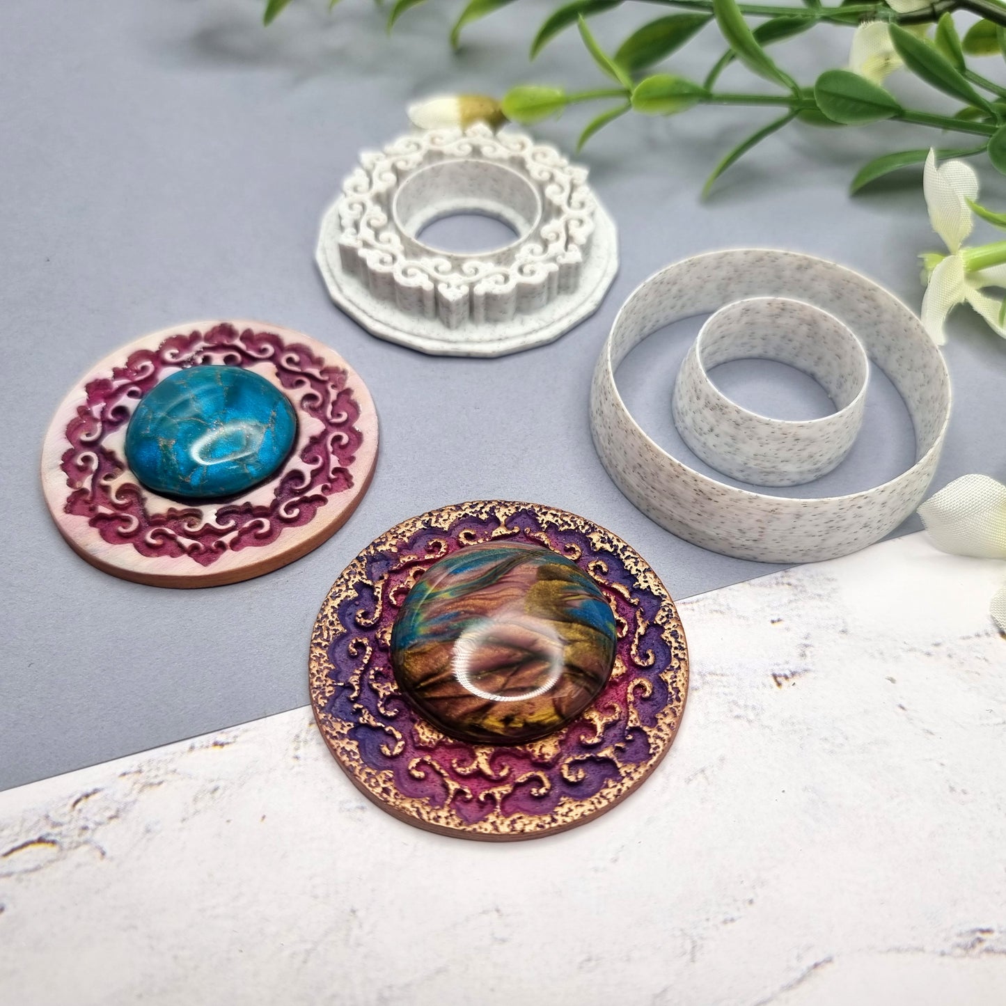 Polymer Clay Stamp #5, Flowers Stamp  SweetyBijou Tools   