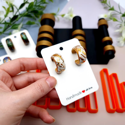 Huggie Earrings Toolkit: Oven-Safe Baking Base + 9 Cutter Set in Designer Box