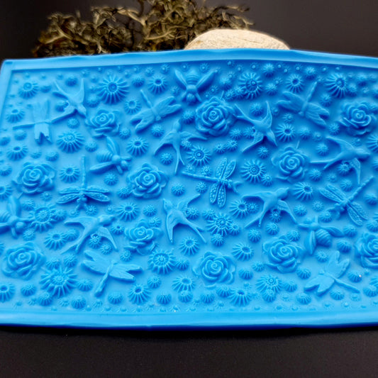 Silicone Texture - Birds, Dragonflies & Roses, IN