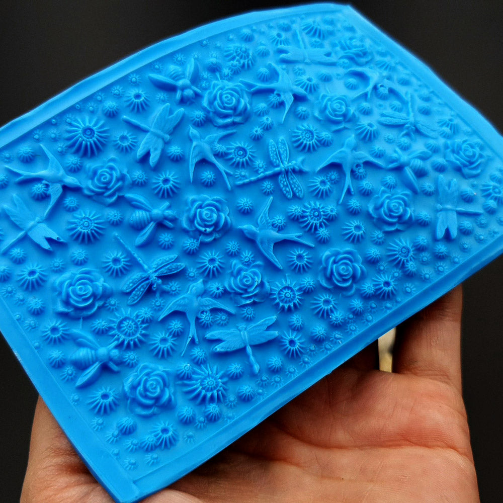 Silicone Texture - Birds, Dragonflies & Roses, IN