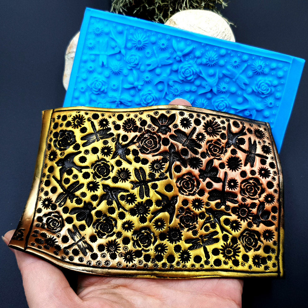 Silicone Texture - Birds, Dragonflies & Roses, IN