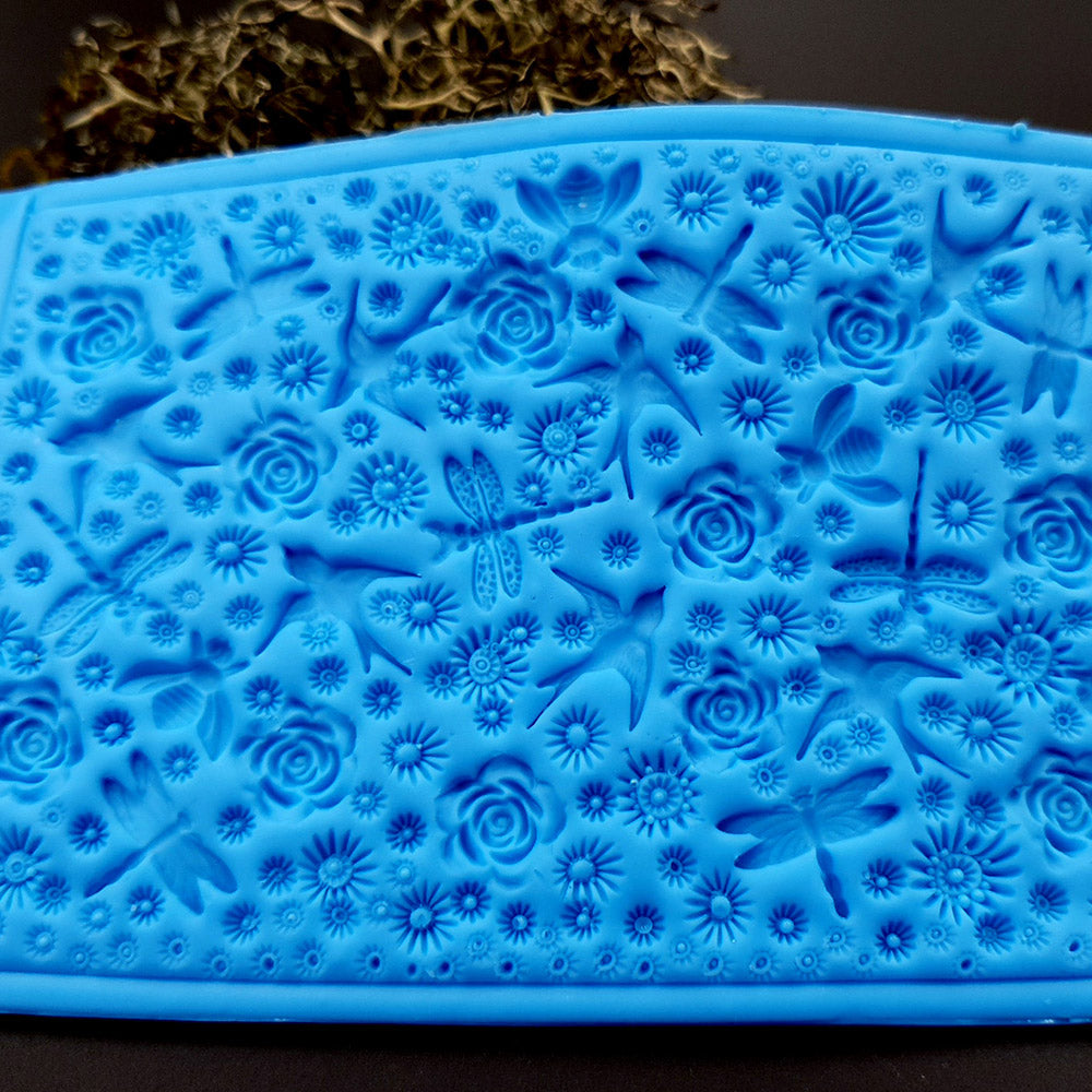 Silicone Texture - Birds, Dragonflies & Roses, OUT