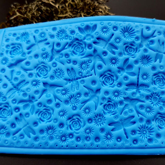 Silicone Texture - Birds, Dragonflies & Roses, OUT