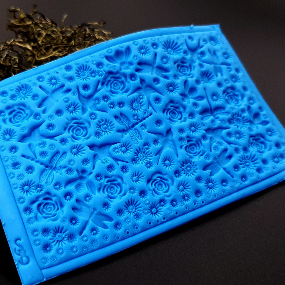 Silicone Texture - Birds, Dragonflies & Roses, OUT