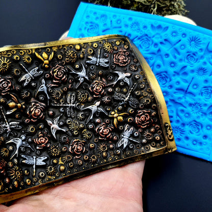 Silicone Texture - Birds, Dragonflies & Roses, OUT