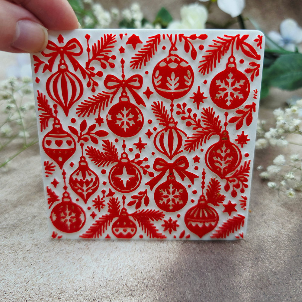 Christmas Ornaments plastic Christmas texture plate for polymer clay, 10x10 cm