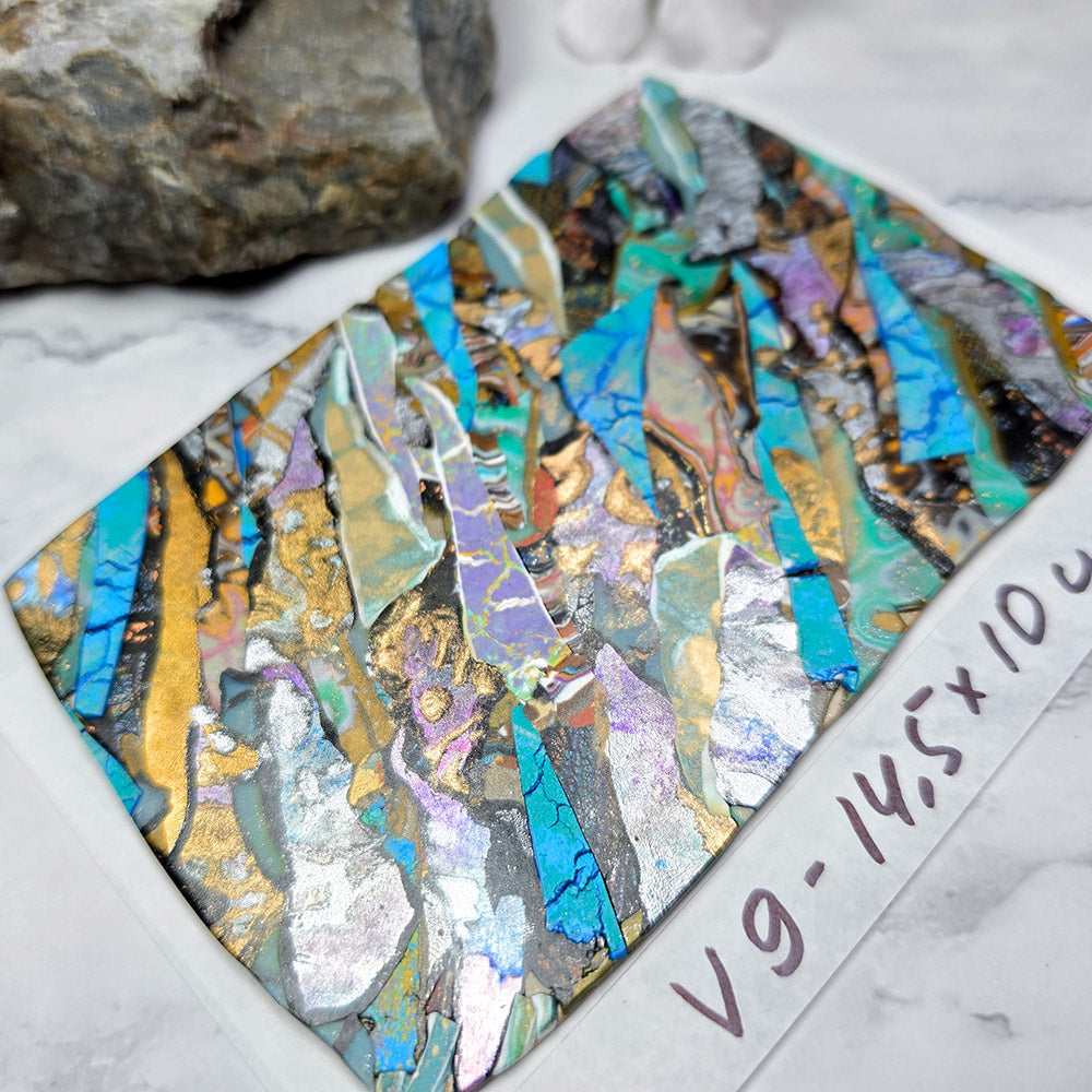 Raw polymer clay veneer sheet, Prismatic Mineral Fusion