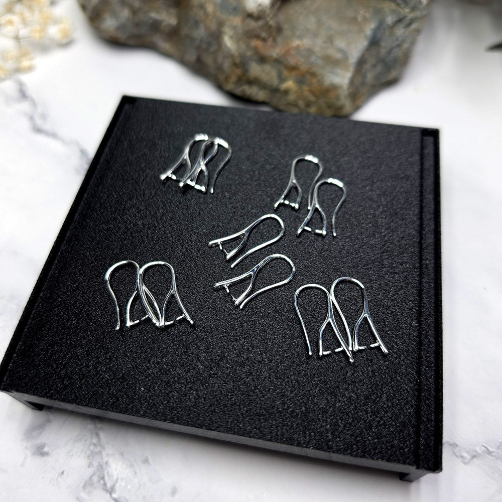 White silver-plated pinch bail French ear wires, 5 pairs