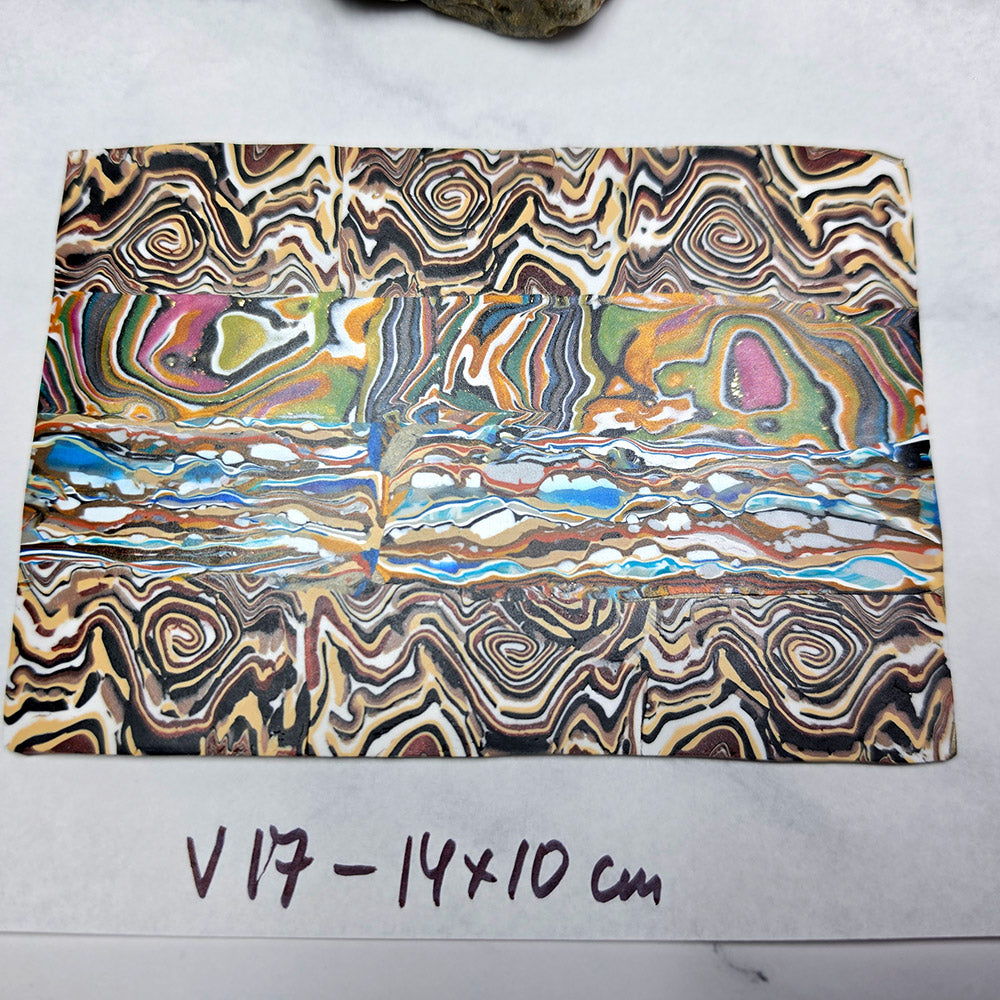 Raw polymer clay veneer sheet, Colorful Earth Swirls