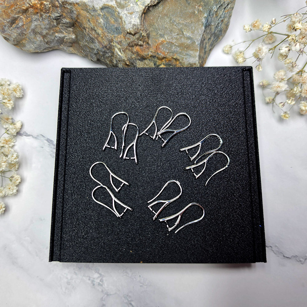 Silver-plated pinch bail French ear wires, 5 pairs