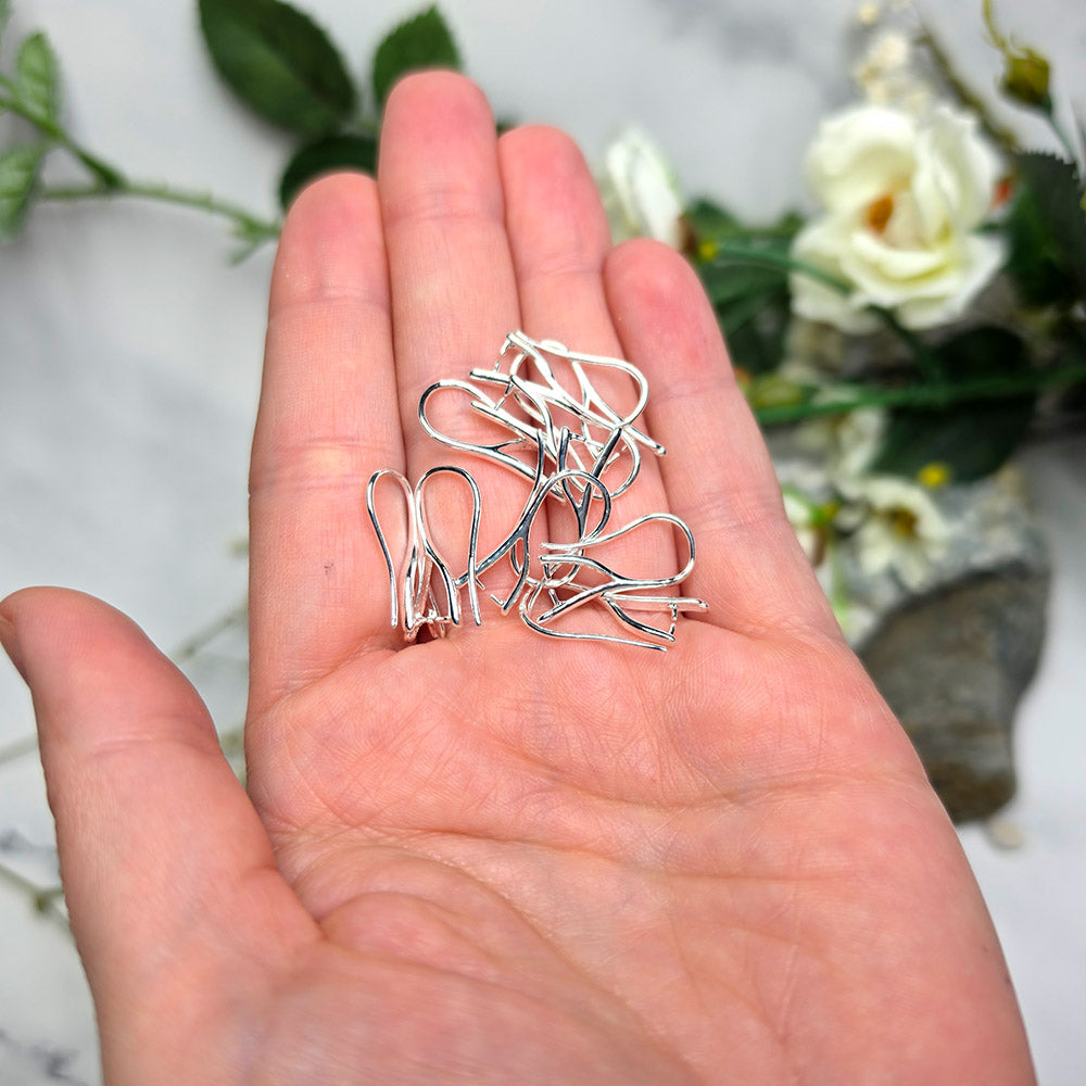 White silver-plated pinch bail French ear wires, 5 pairs