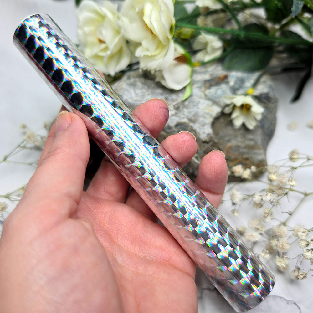 Holographic transfer foil roll, Silver Diamond Prism