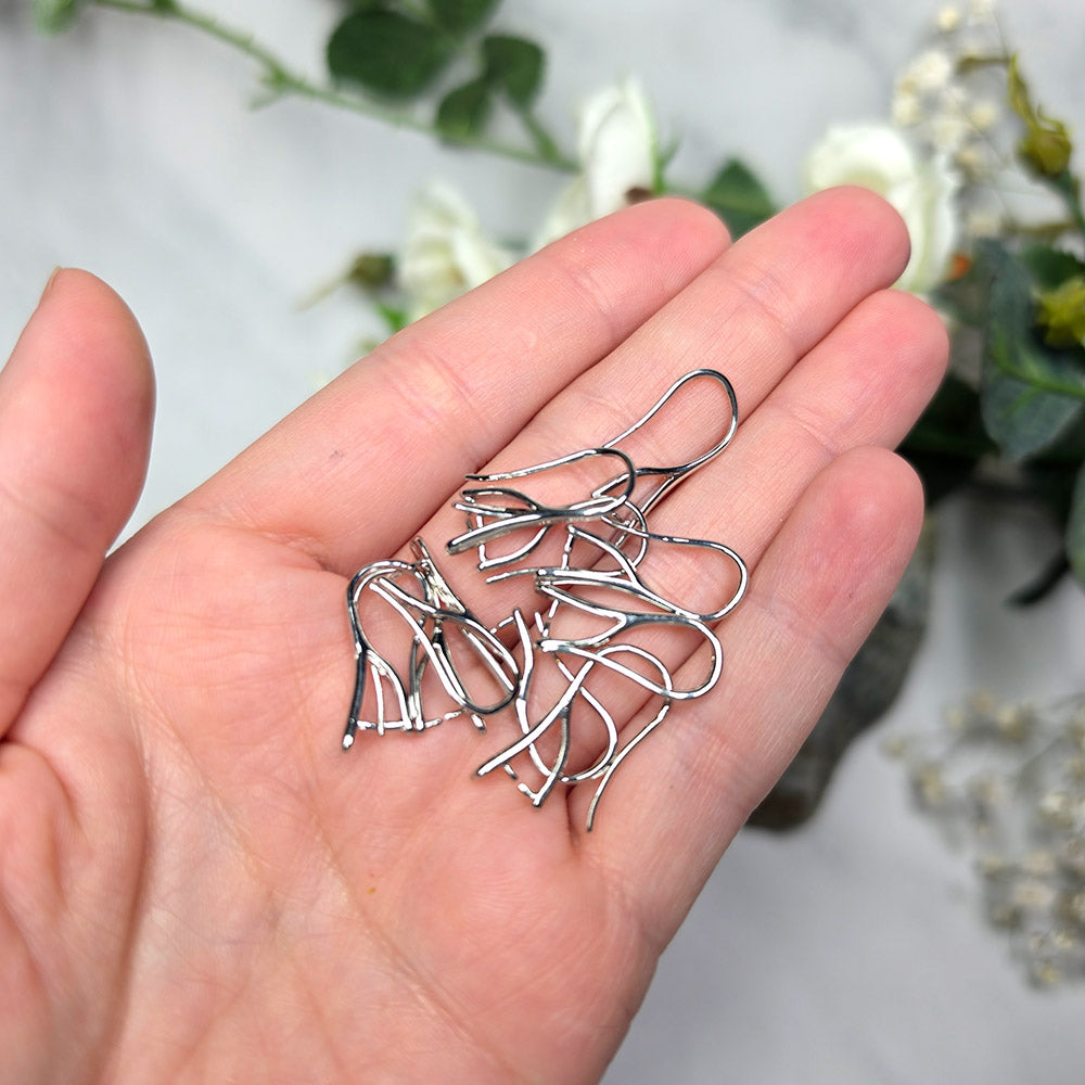 Silver-plated pinch bail French ear wires, 5 pairs