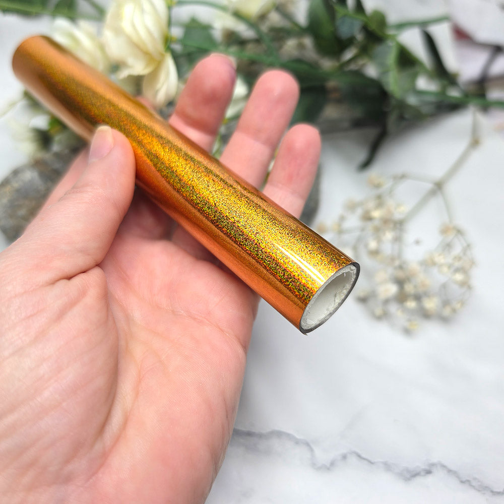 Holographic transfer foil roll, Golden Rainbow Shimmer