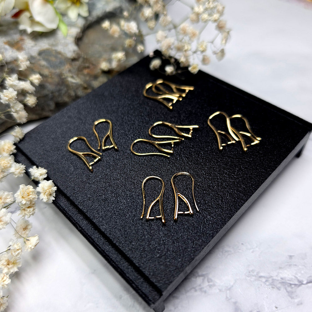 18K gold color pinch bail French ear wires, 5 pairs