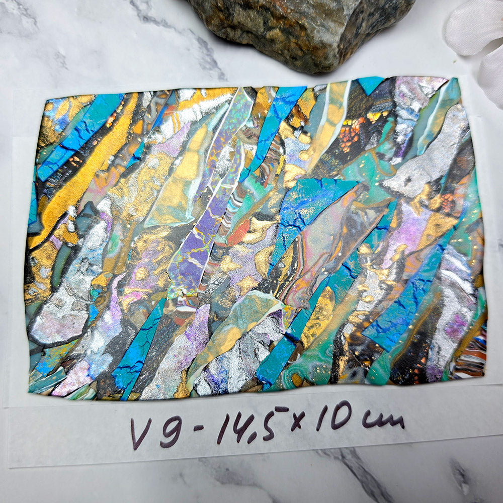 Raw polymer clay veneer sheet, Prismatic Mineral Fusion