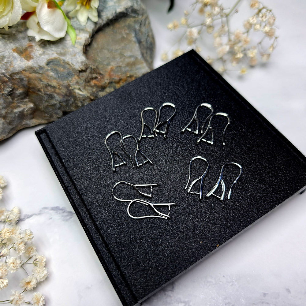 Silver-plated pinch bail French ear wires, 5 pairs