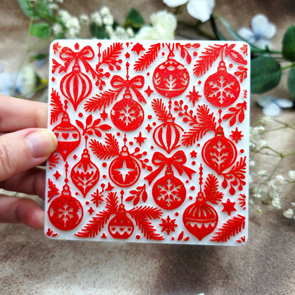 Christmas Ornaments plastic Christmas texture plate for polymer clay, 10x10 cm