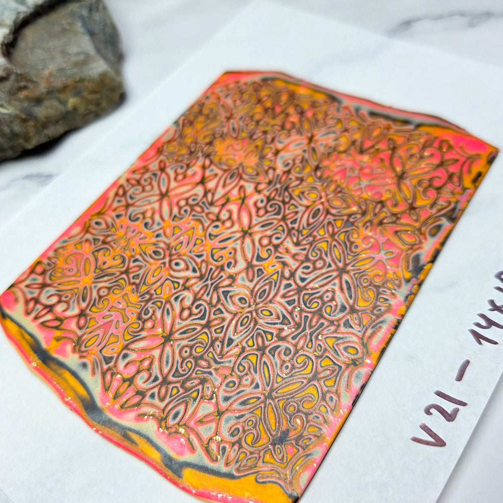 Raw polymer clay veneer sheet, Vintage Pink Lace