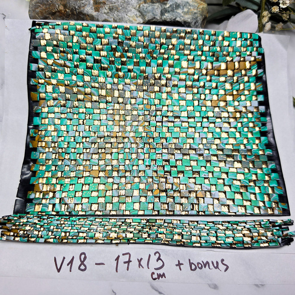 Raw polymer clay veneer sheet, Emerald Treasure Mosaic