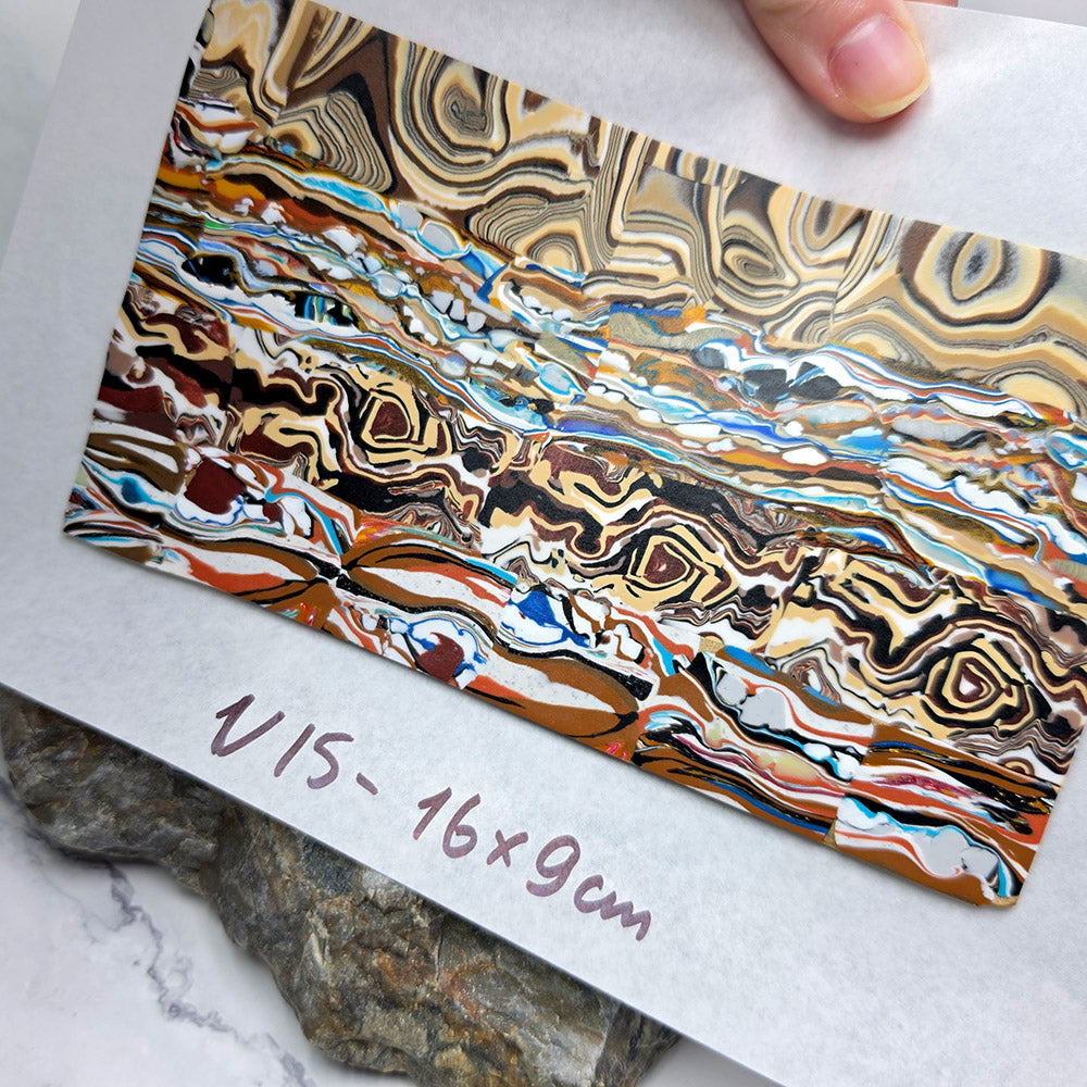 Raw polymer clay veneer sheet, Earthstone Swirls