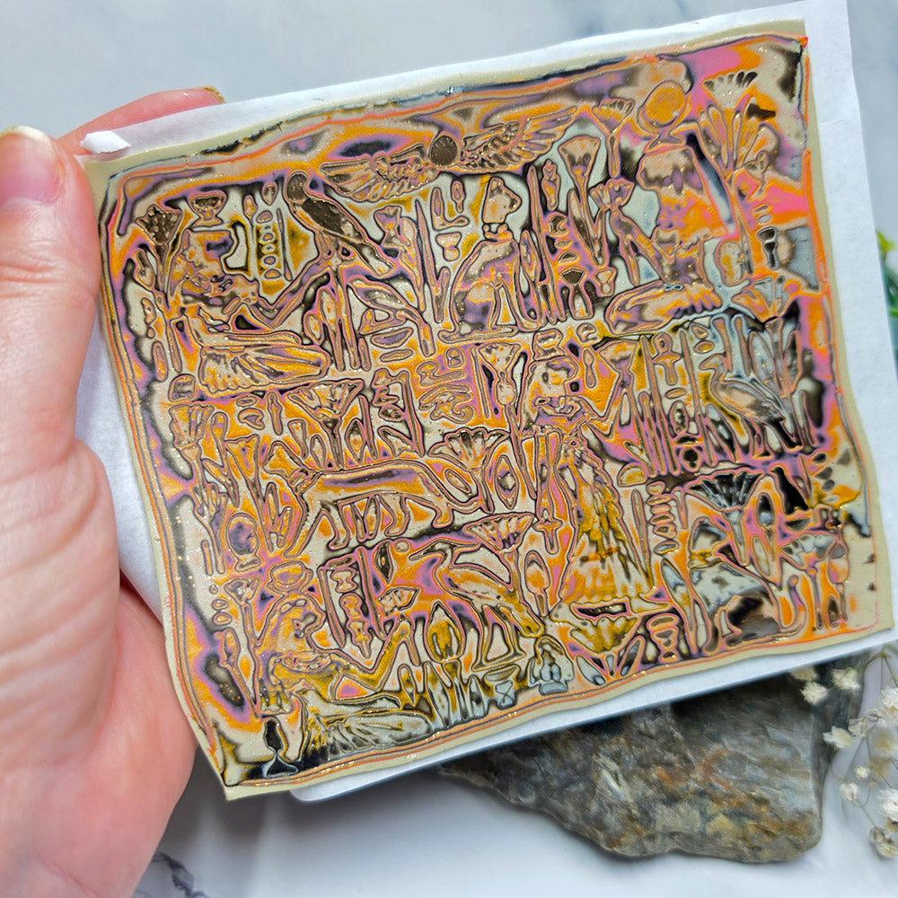Raw polymer clay veneer sheet, Vintage Botanical Garden