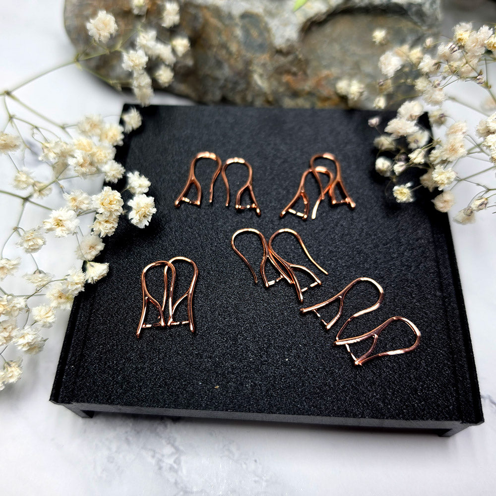 Rose gold color pinch bail French ear wires, 5 pairs