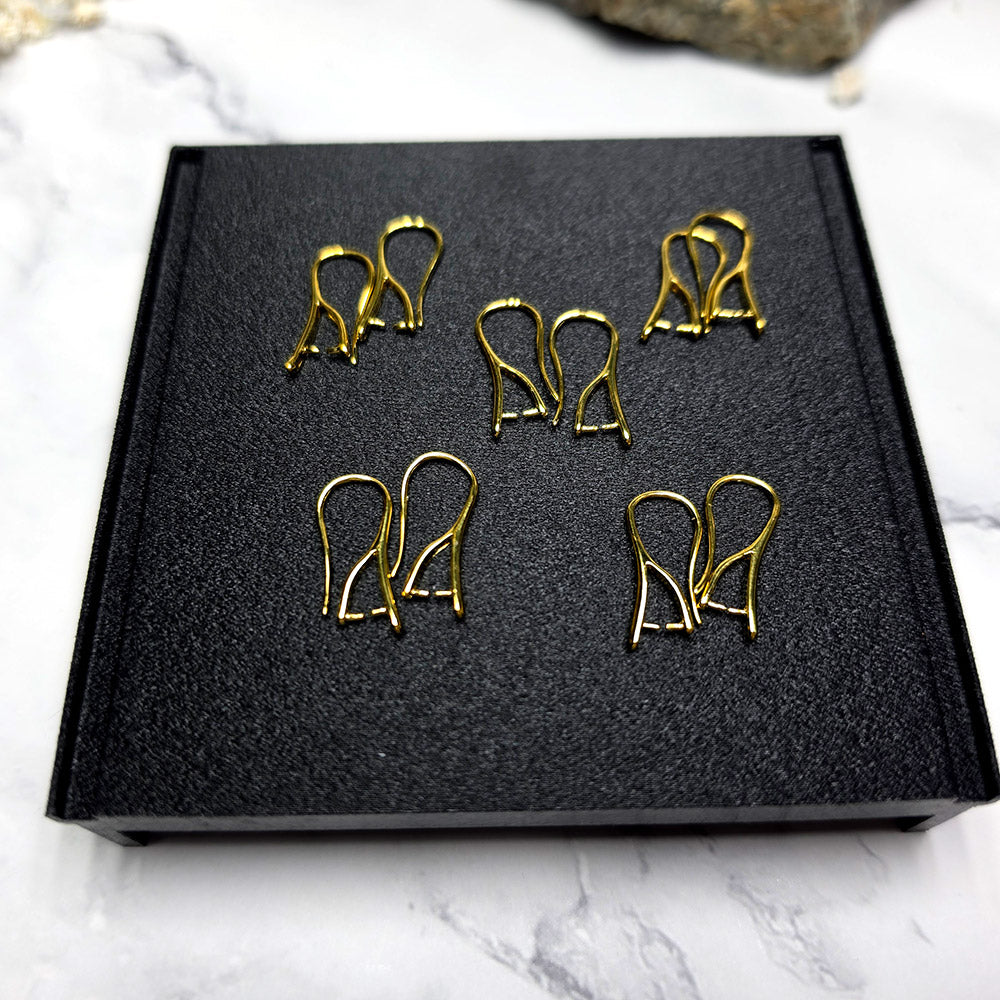 Gold-plated pinch bail French ear wires, 5 pairs