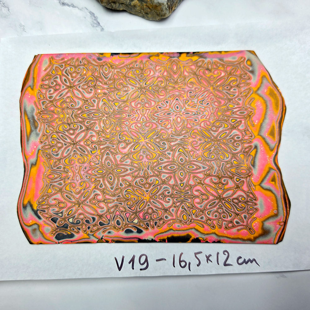 Raw polymer clay veneer sheet, Pink Kaleidoscope