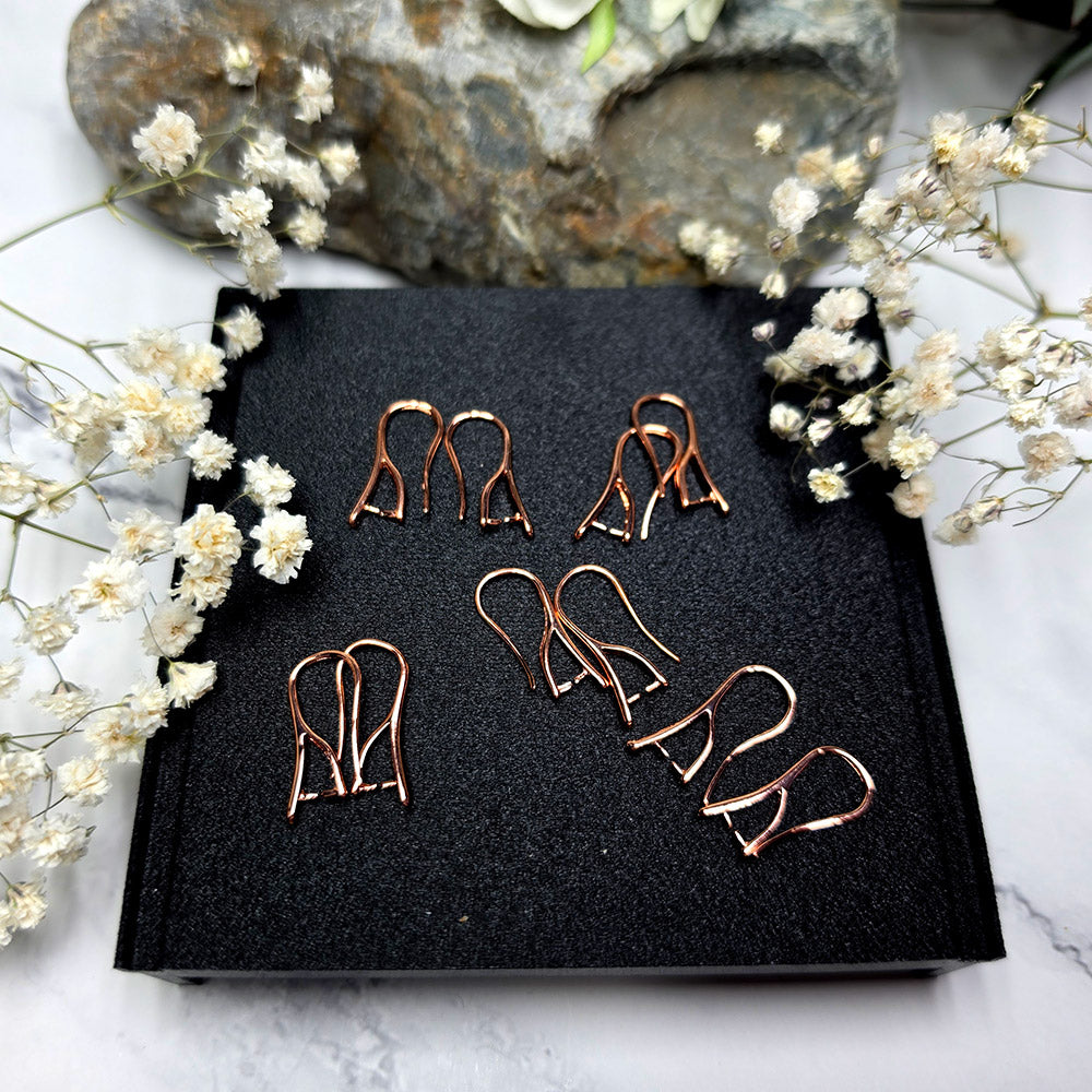 Rose gold color pinch bail French ear wires, 5 pairs