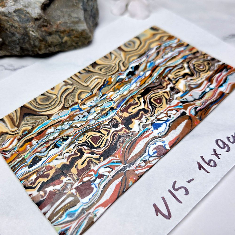 Raw polymer clay veneer sheet, Earthstone Swirls