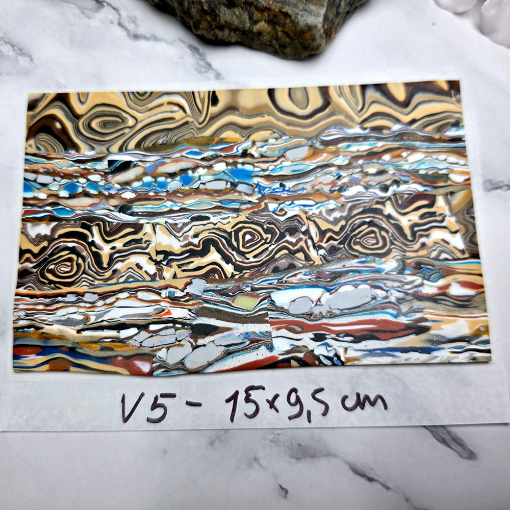 Raw polymer clay veneer sheet, Golden Agate Fusion