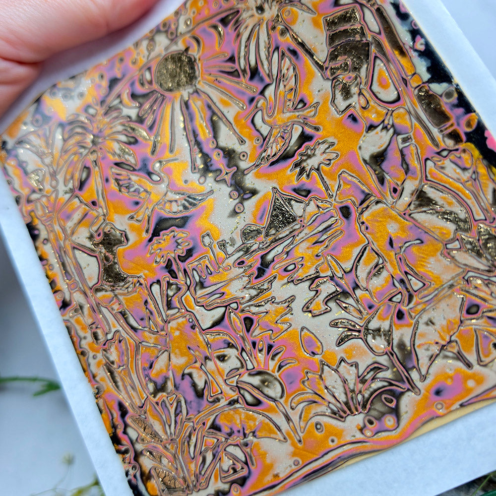 Raw polymer clay veneer sheet, Egyptian Garden