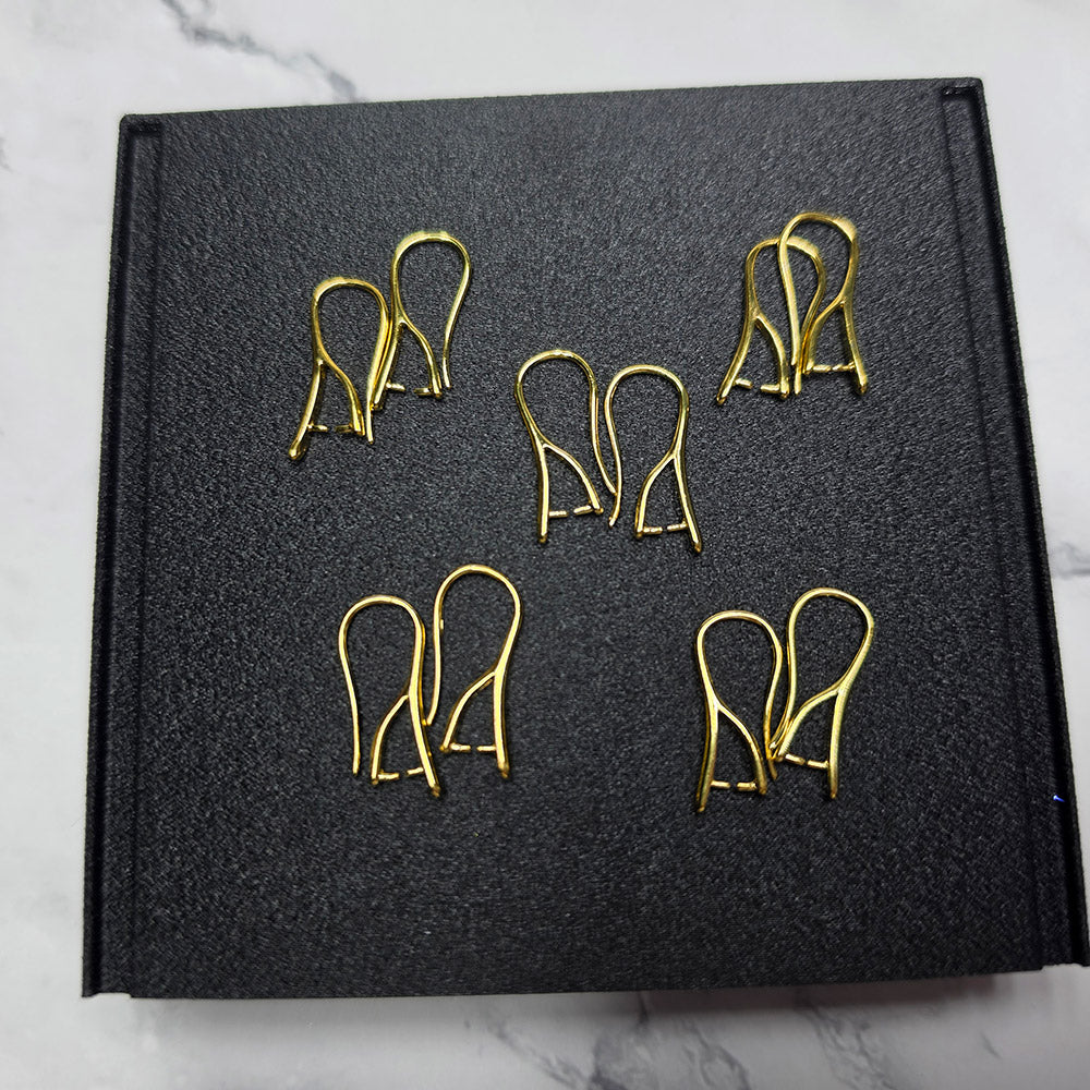 Gold-plated pinch bail French ear wires, 5 pairs
