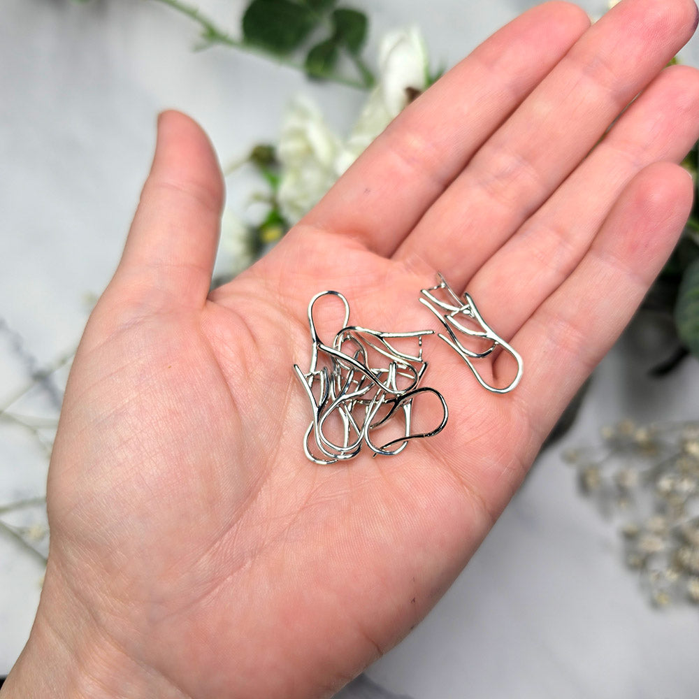 Silver-plated pinch bail French ear wires, 5 pairs